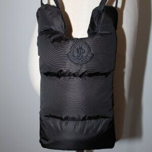 Moncler Logo Patch Padded Quilted Puffer Crossbody Black Legere Bucket Bag